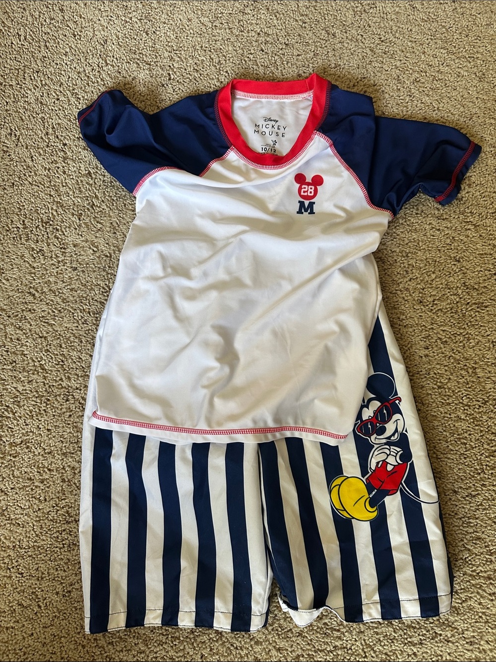 Disney Mickey Mouse Navy, White & Red Kids Swim rashguard and trunks